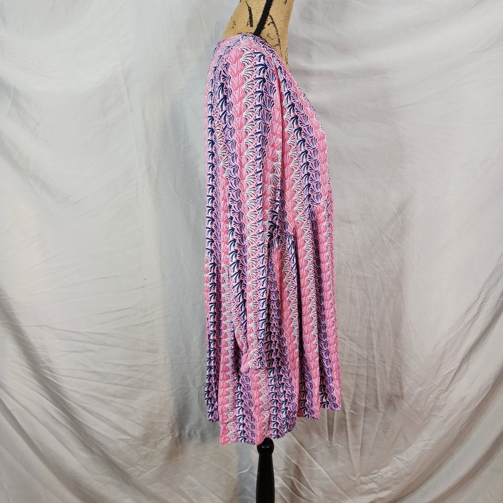 Simply Southern Pink and Navy Long Sleeve V-Neck Dress - Picture 4 of 12